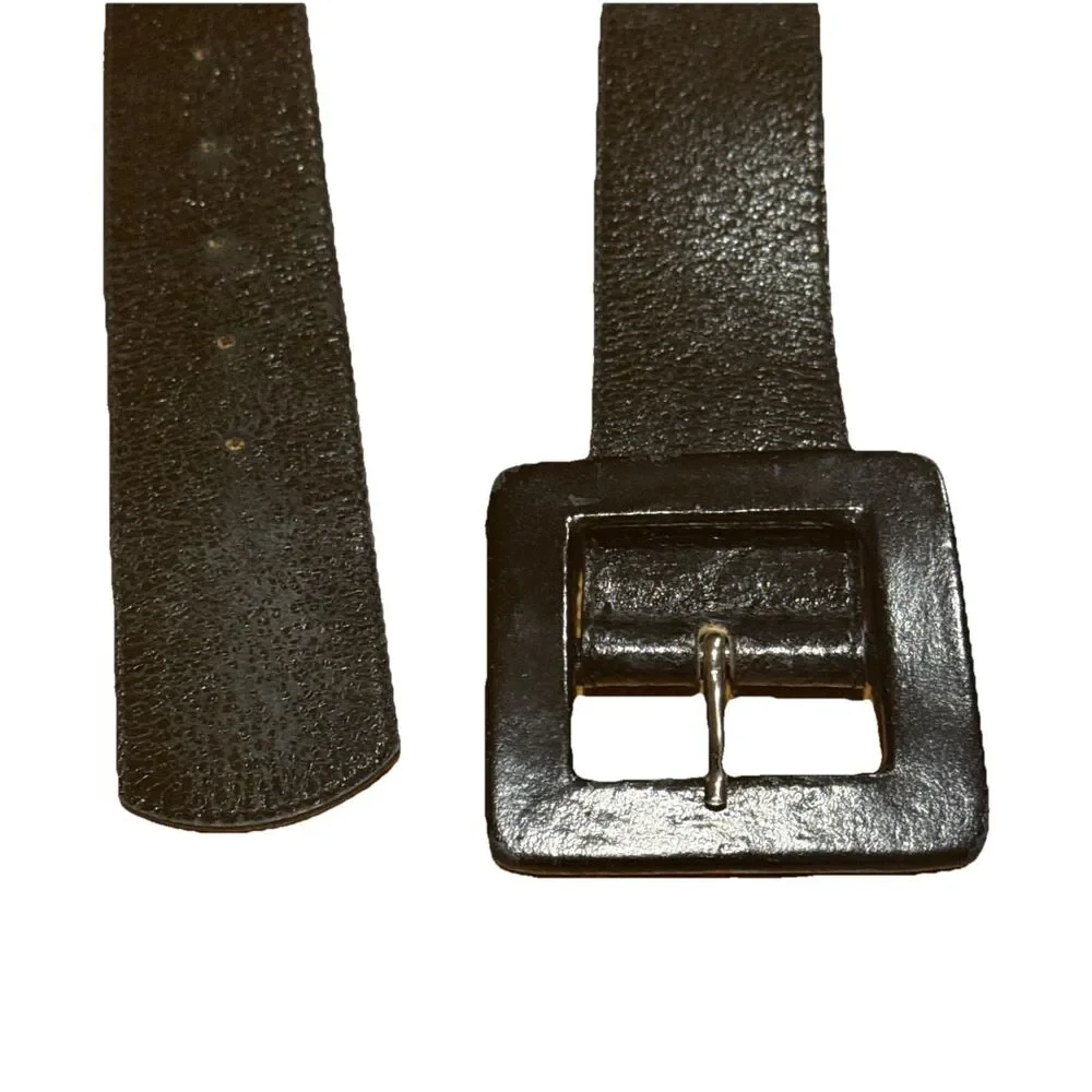 Leatherock Women’s Wide Black Genuine Leather Belt Black Buckle Size L34 M